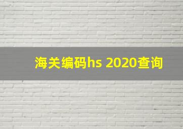 海关编码hs 2020查询